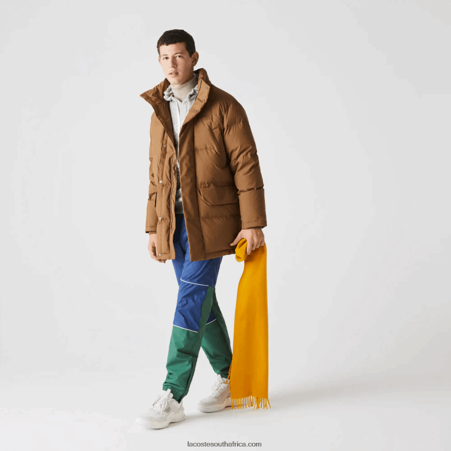 Men Lacoste Brown Z0W Detachable Hood Long Puffer Coat TJ8X401318 ...